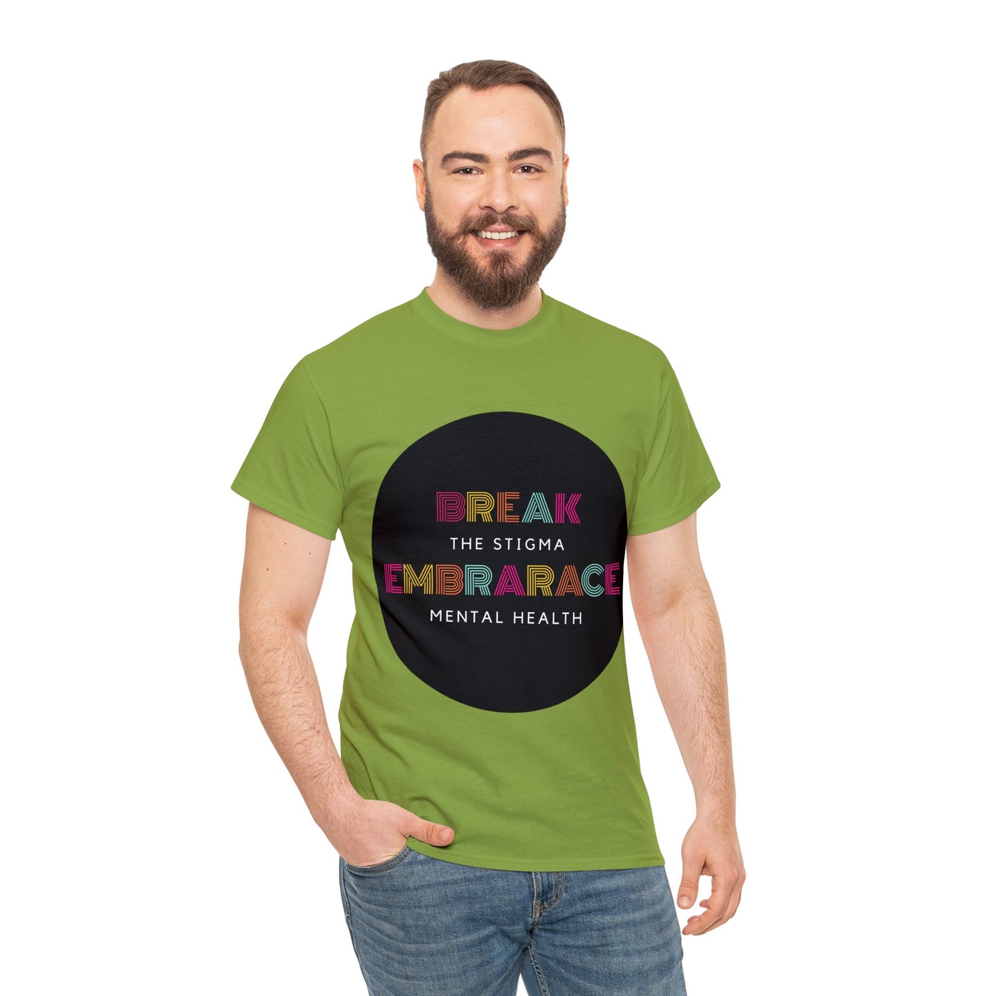 Unisex Heavy Cotton Tee - Break the Stigma, Embrace Mental Health