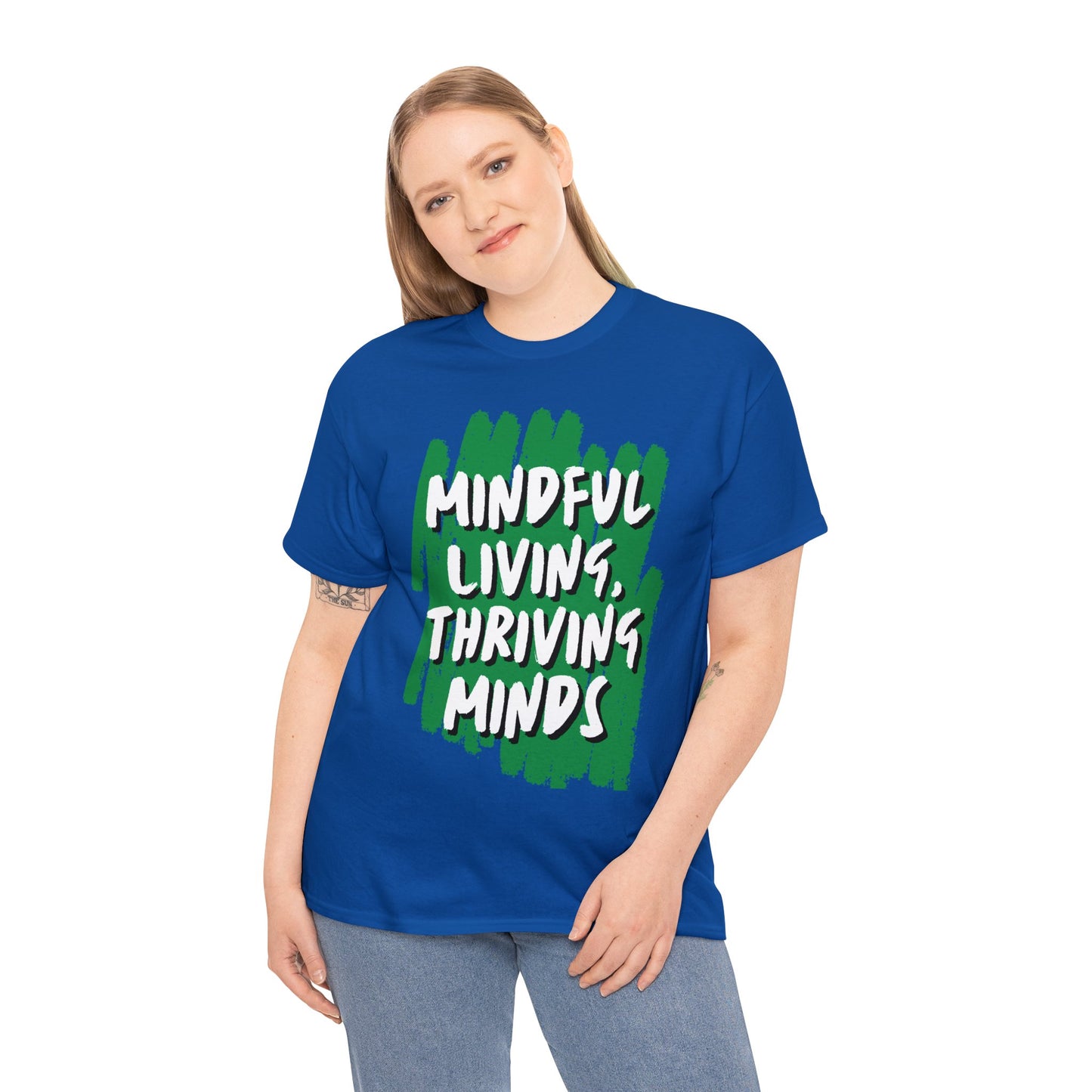 Unisex Heavy Cotton Tee - Mindful Living, Thriving Minds