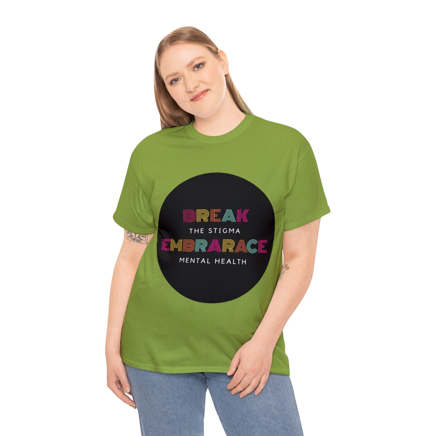 Unisex Heavy Cotton Tee - Break the Stigma, Embrace Mental Health