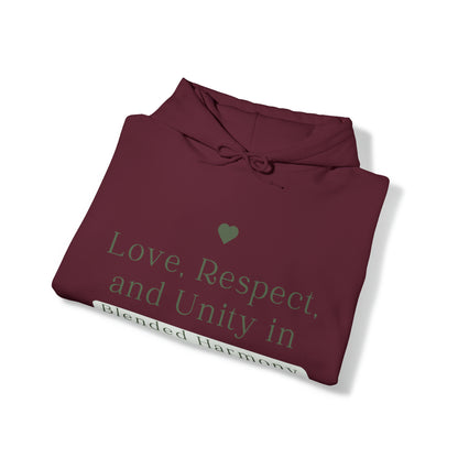 Unisex Hooded Sweatshirt - Love, Respect, and Unity in Blended Harmony