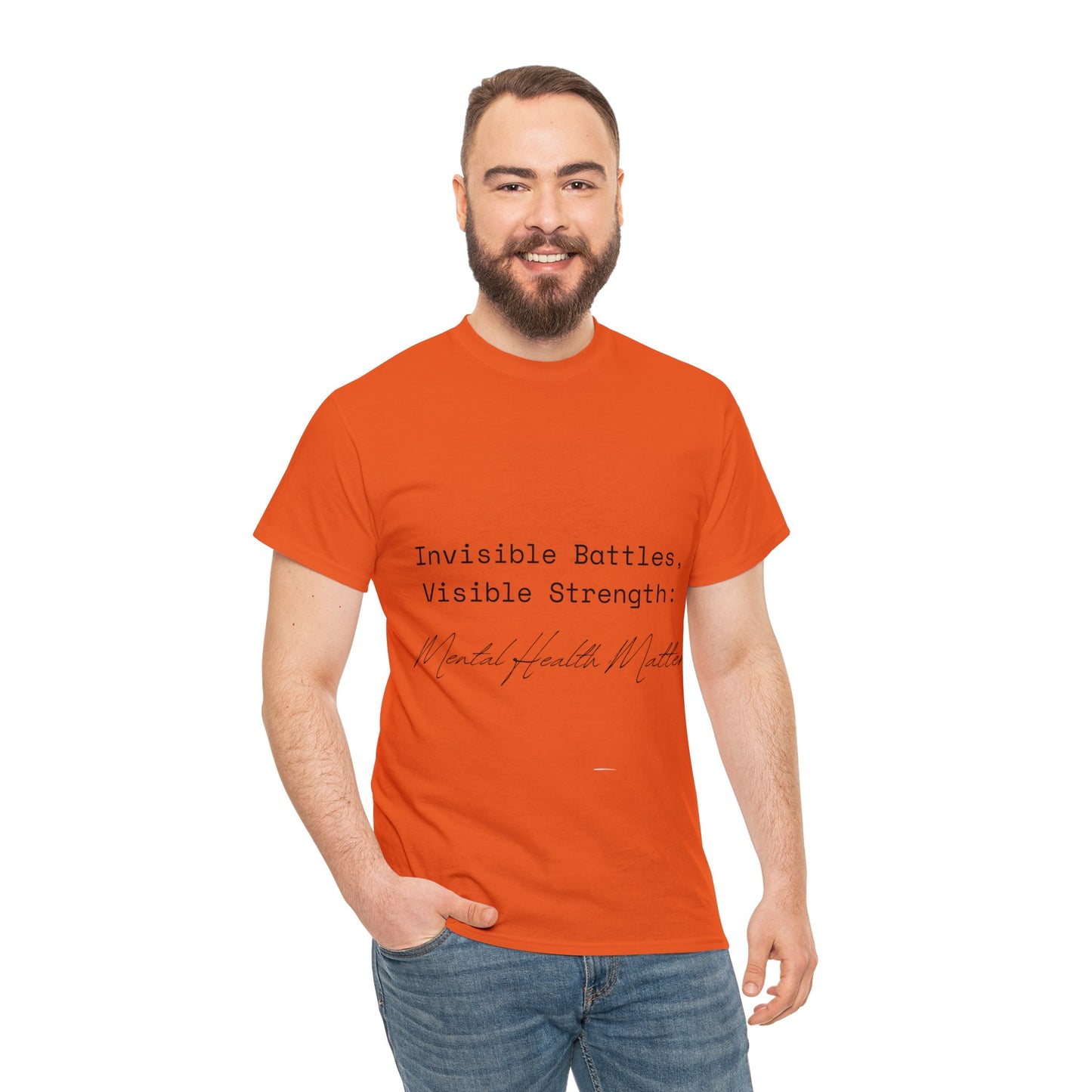 Unisex Heavy Cotton Tee - Invisible Battles, Visible Strength: Mental Health Matters