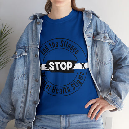 Unisex Heavy Cotton Tee - End the Silence, STOP Mental Health Stigma