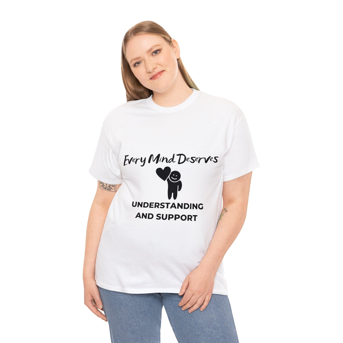 Unisex Heavy Cotton Tee - Every Mind Deserves Understanding and Support