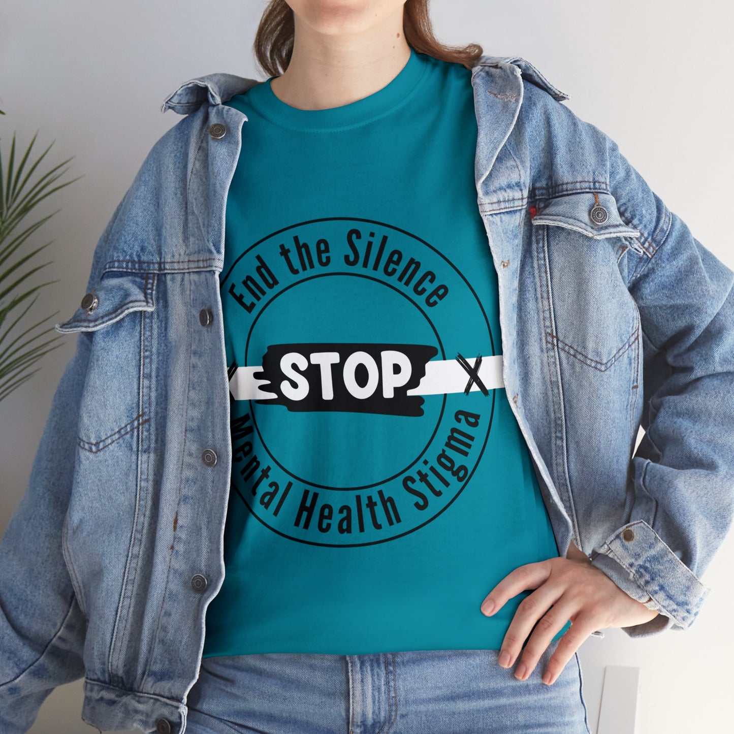 Unisex Heavy Cotton Tee - End the Silence, STOP Mental Health Stigma