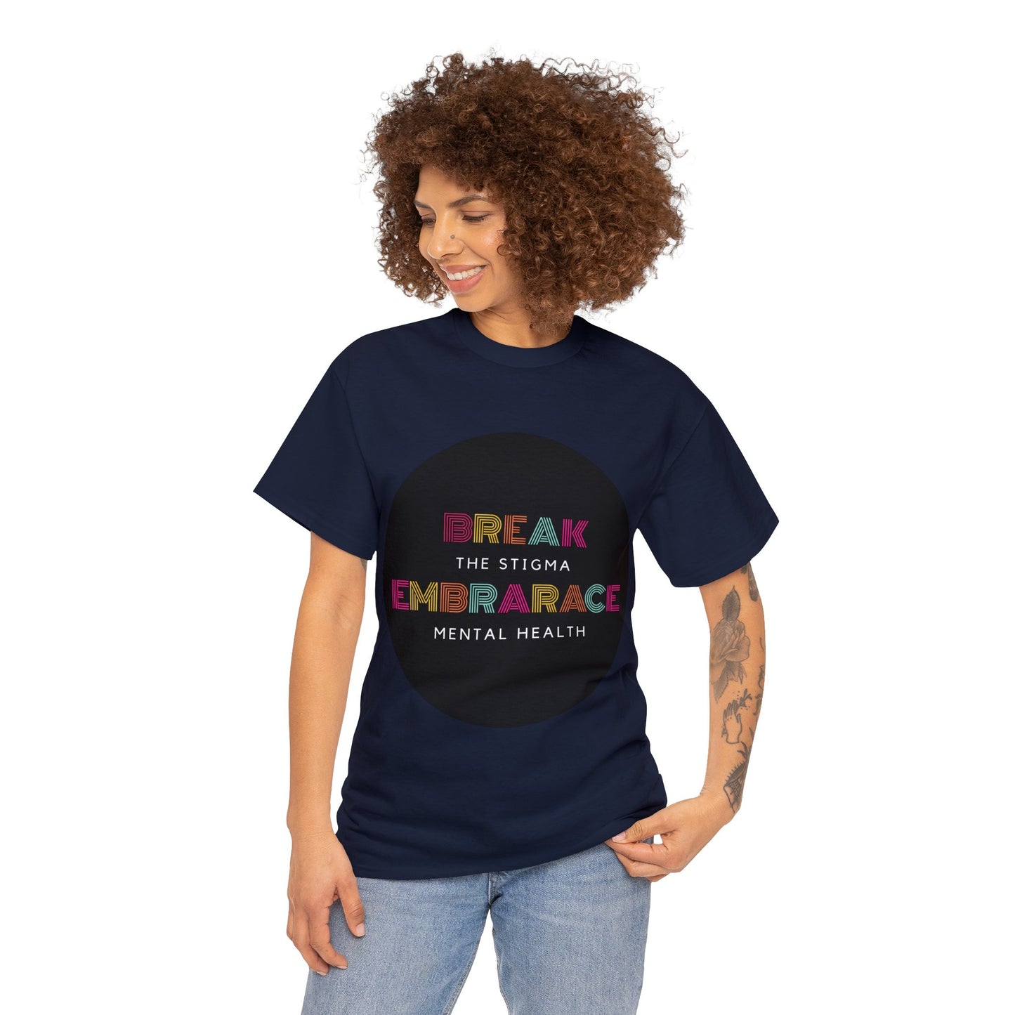 Unisex Heavy Cotton Tee - Break the Stigma, Embrace Mental Health