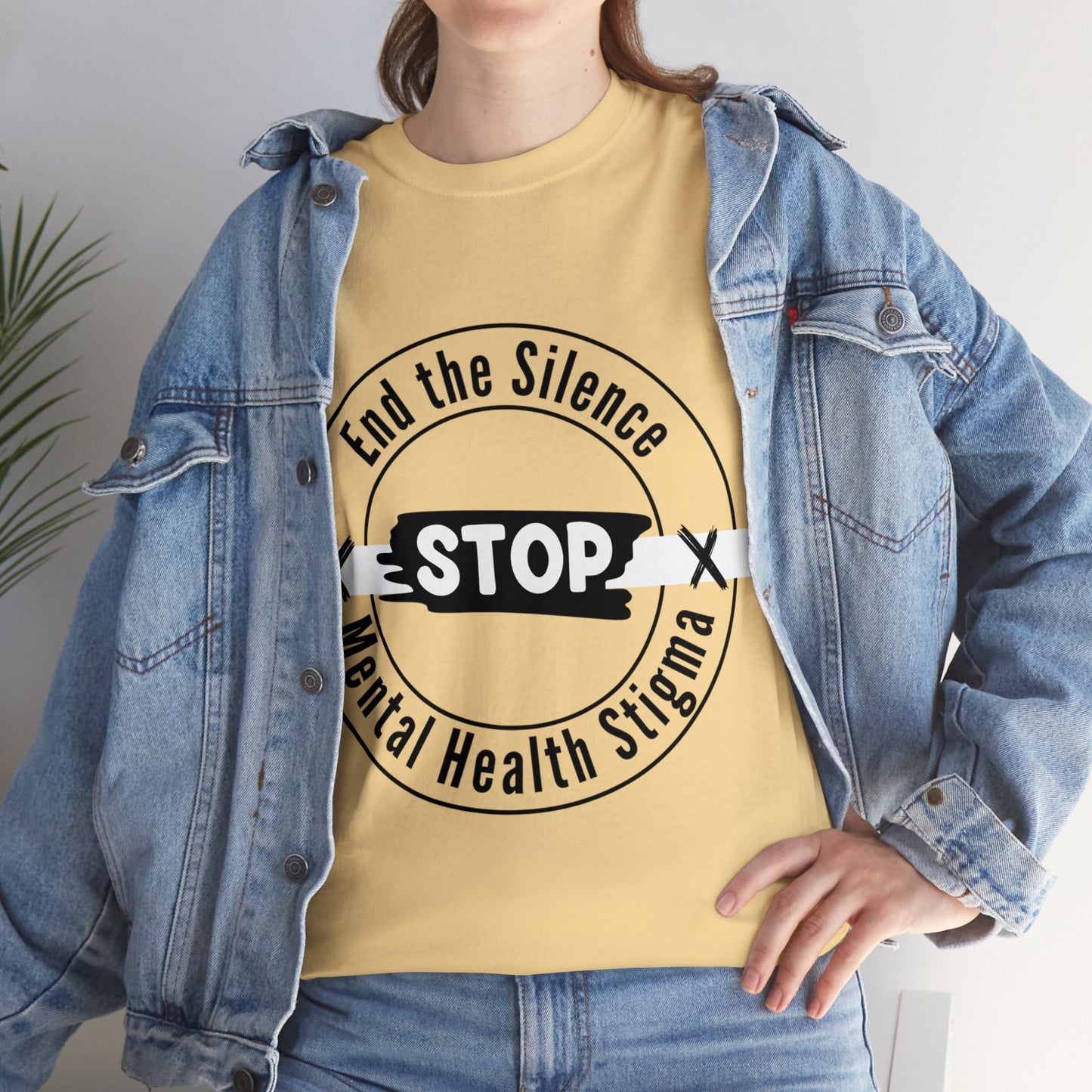 Unisex Heavy Cotton Tee - End the Silence, STOP Mental Health Stigma