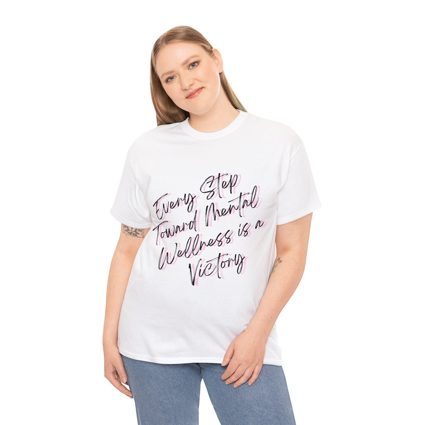 Unisex Heavy Cotton Tee - Every Step Toward Mental Wellness is a Victory