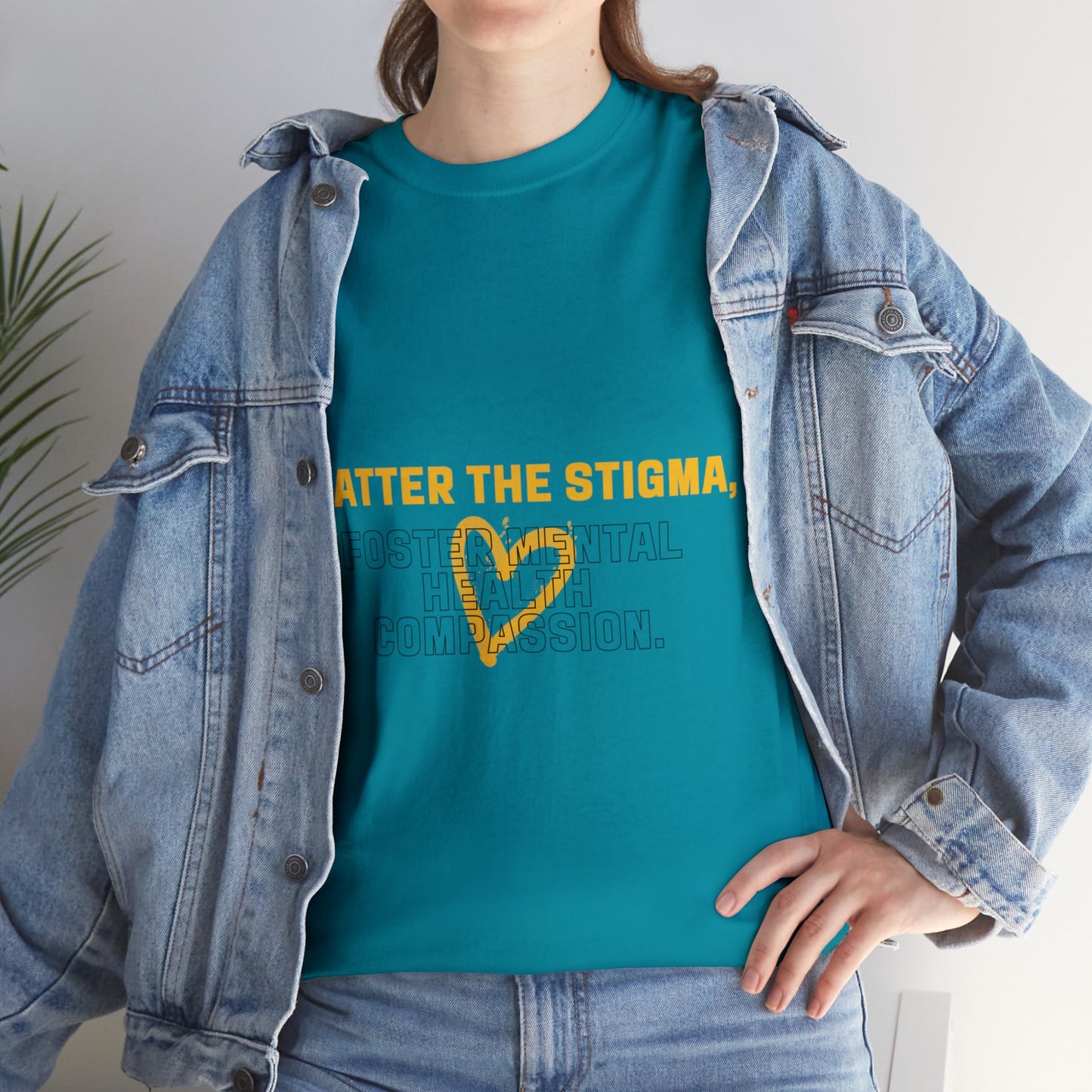 Unisex Heavy Cotton Tee - Shatter the Stigma, Foster Mental Health Compassion