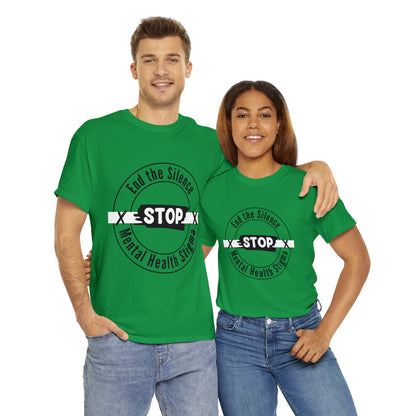 Unisex Heavy Cotton Tee - End the Silence, STOP Mental Health Stigma