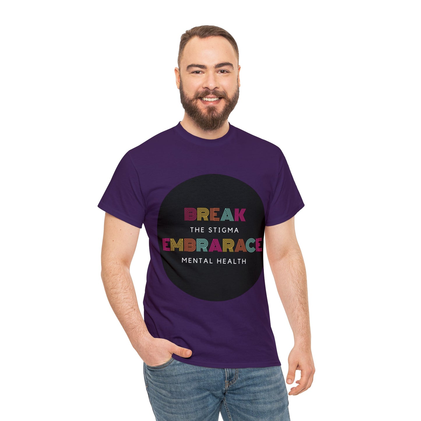 Unisex Heavy Cotton Tee - Break the Stigma, Embrace Mental Health