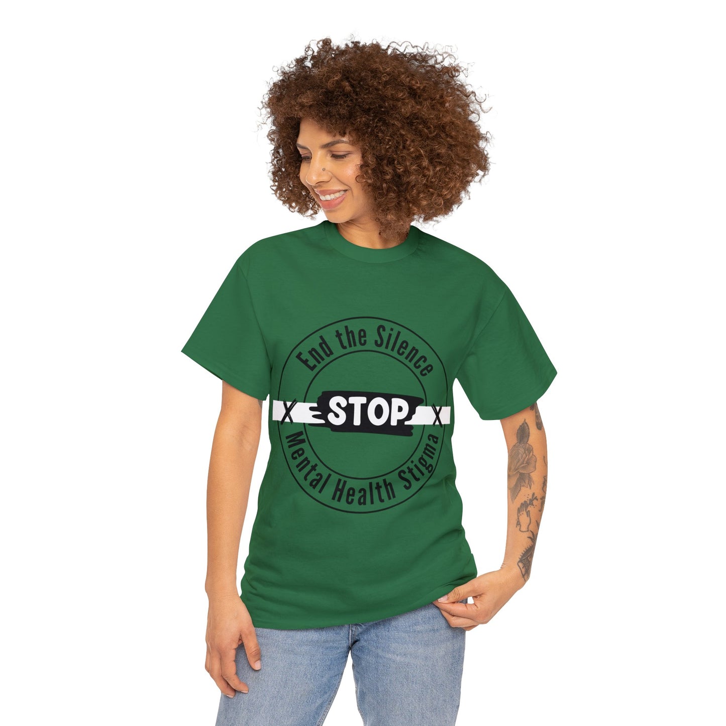 Unisex Heavy Cotton Tee - End the Silence, STOP Mental Health Stigma