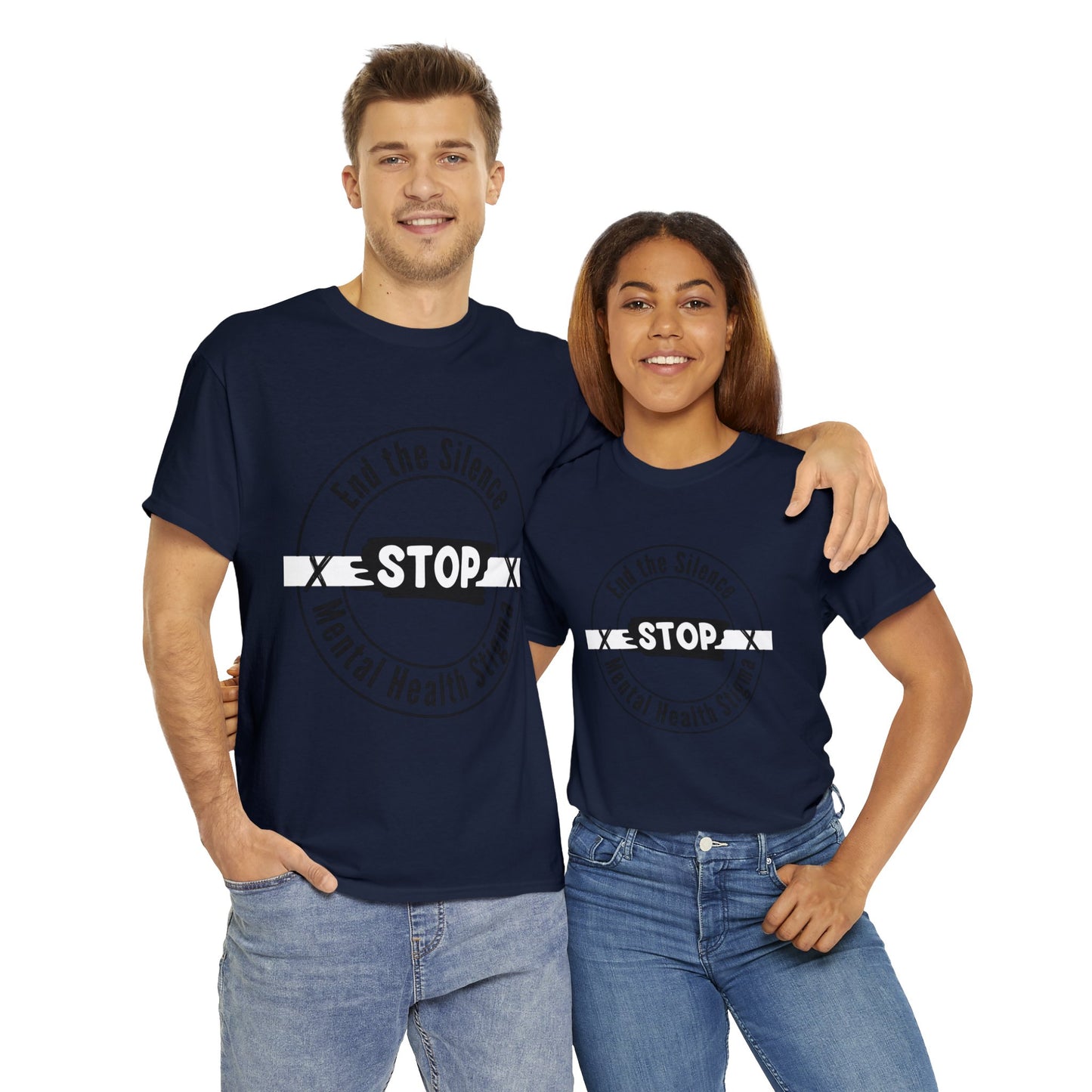 Unisex Heavy Cotton Tee - End the Silence, STOP Mental Health Stigma