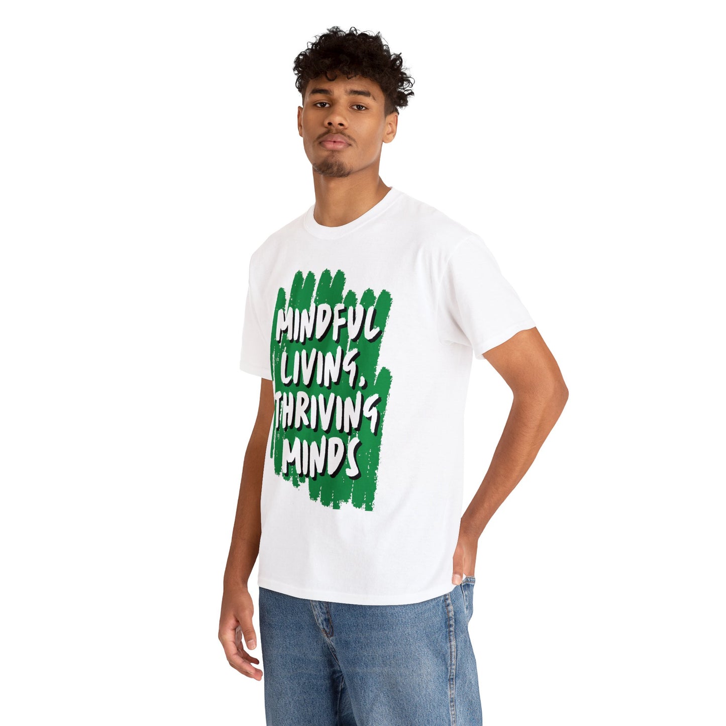 Unisex Heavy Cotton Tee - Mindful Living, Thriving Minds