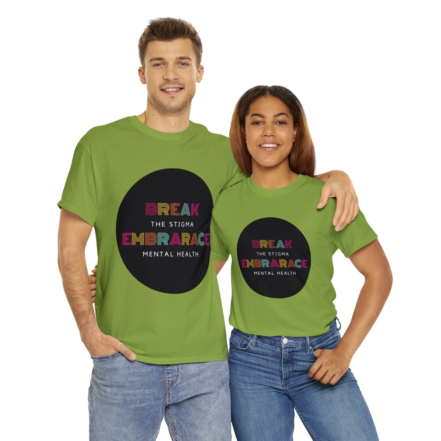 Unisex Heavy Cotton Tee - Break the Stigma, Embrace Mental Health