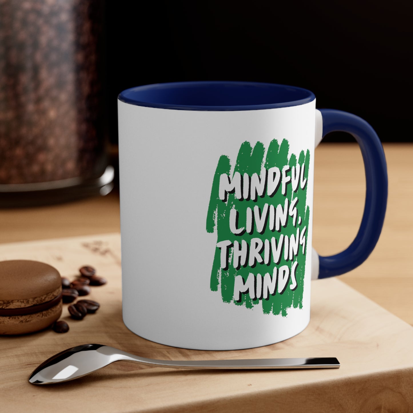 Accent Coffee Mug - Mindful Living, Thriving Minds