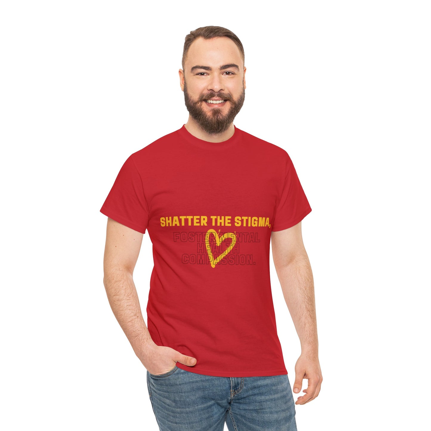 Unisex Heavy Cotton Tee - Shatter the Stigma, Foster Mental Health Compassion