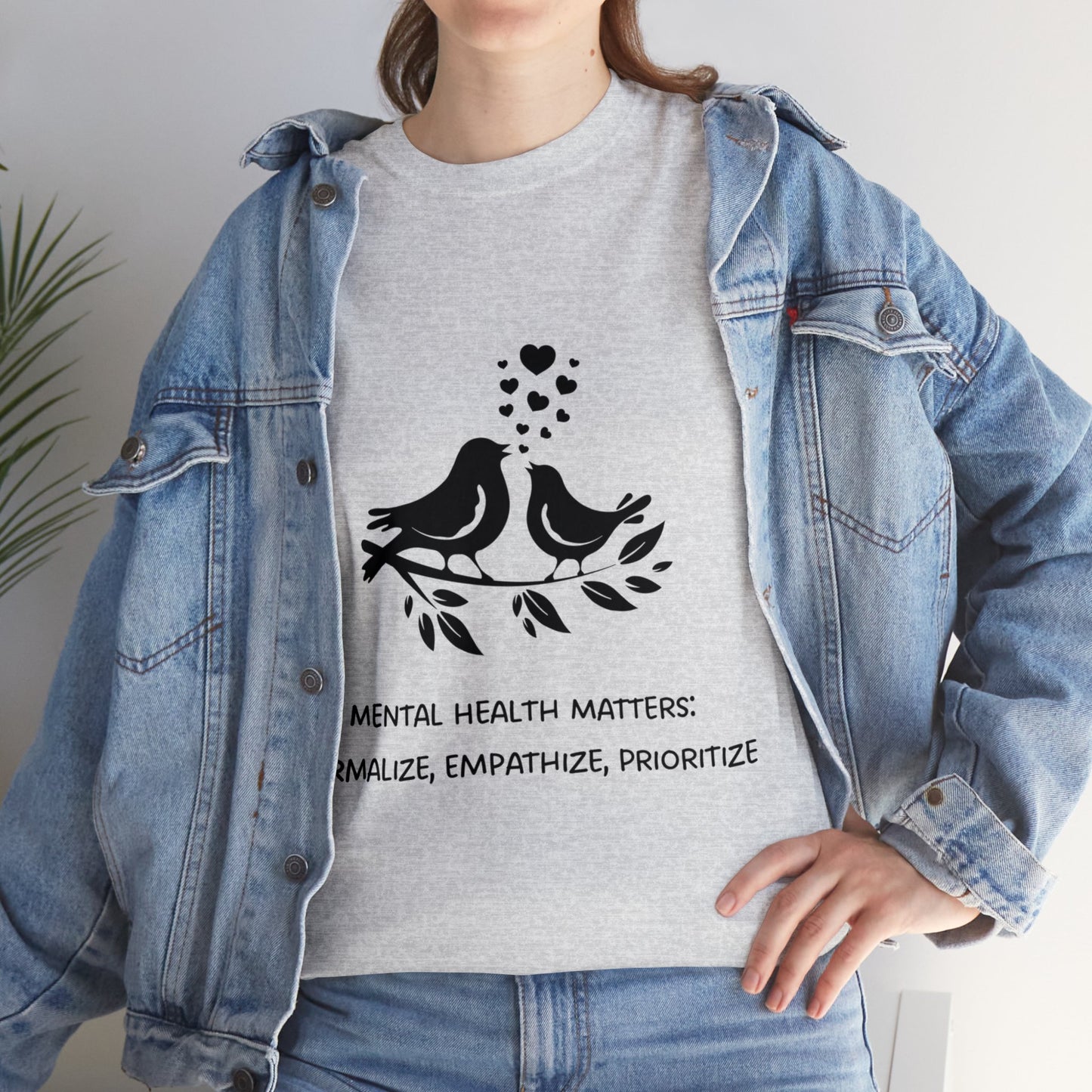 Unisex Heavy Cotton Tee - Mental Health Matters: Normalize, Empathize, Prioritize