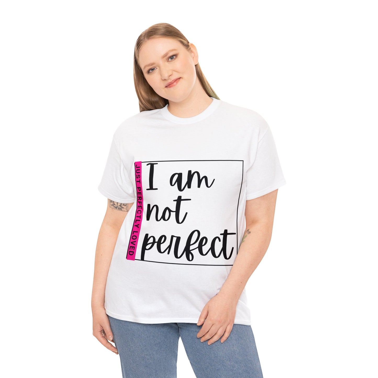 Unisex Heavy Cotton Tee - I am not perfect, just perfectly loved